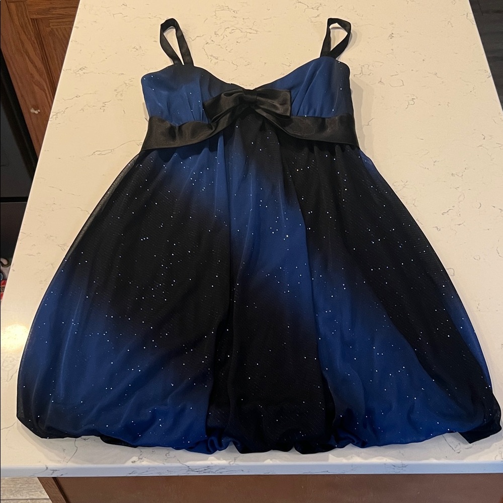 Zum Zum Blue and Black Sparkle Cocktail Dress Size 3/4